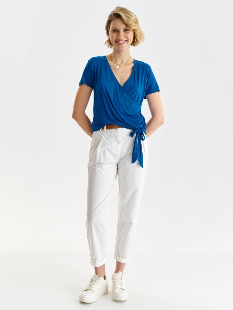 Kopertowy t-shirt damski z wiązaniem Kopertowy t-shirt damski z wiązaniem