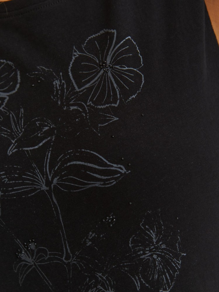 T-shirt z szyfonowym rękawkiem