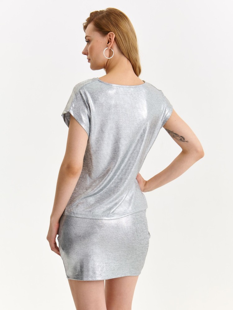 Metaliczna bluzka bez rękawów