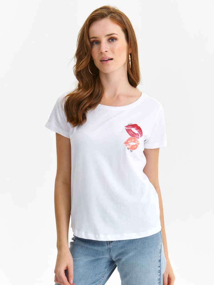 T-shirt o luźnym kroju z motywem ust