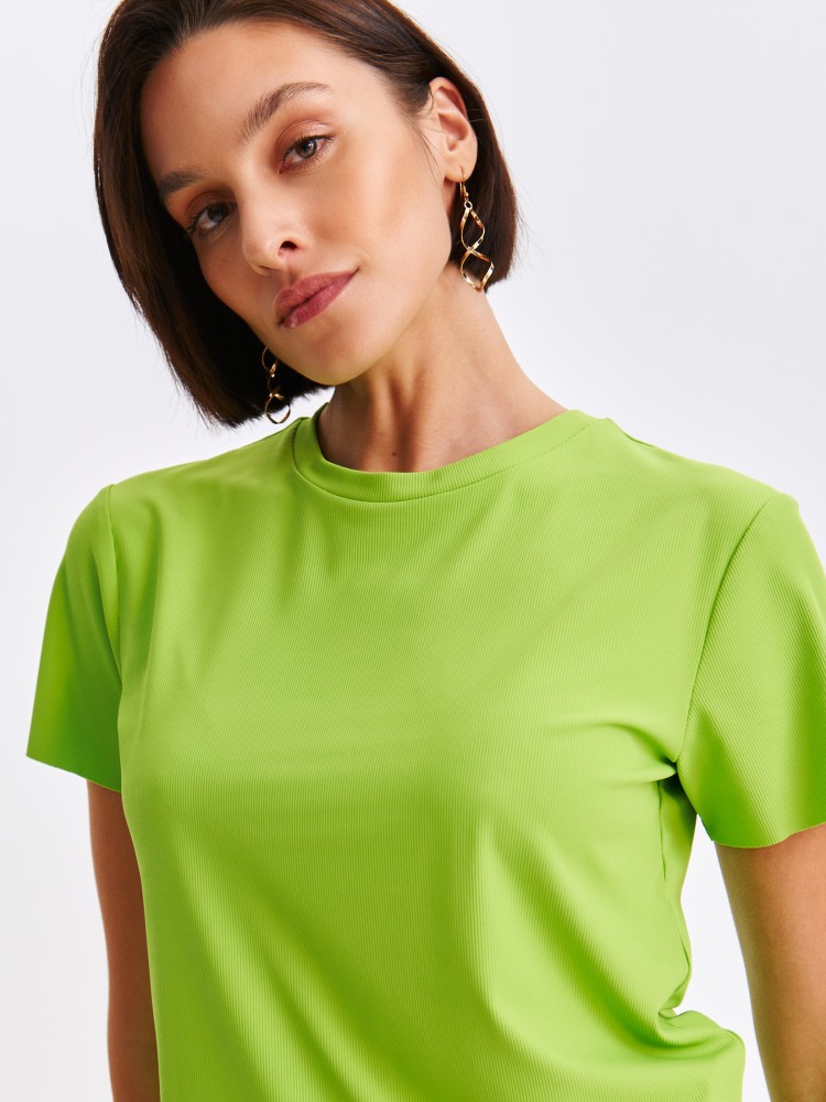 T-shirt z prążkowanej dzianiny