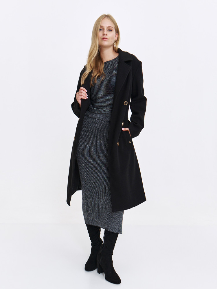 Ołówkowa spódnica z dzianiny w pionowy prążek 