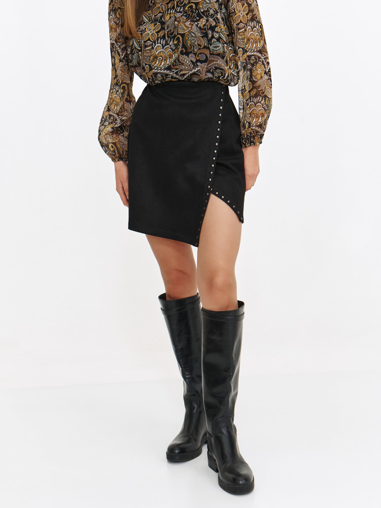 Spódnica mini z imitacji zamszu z ćwiekami 