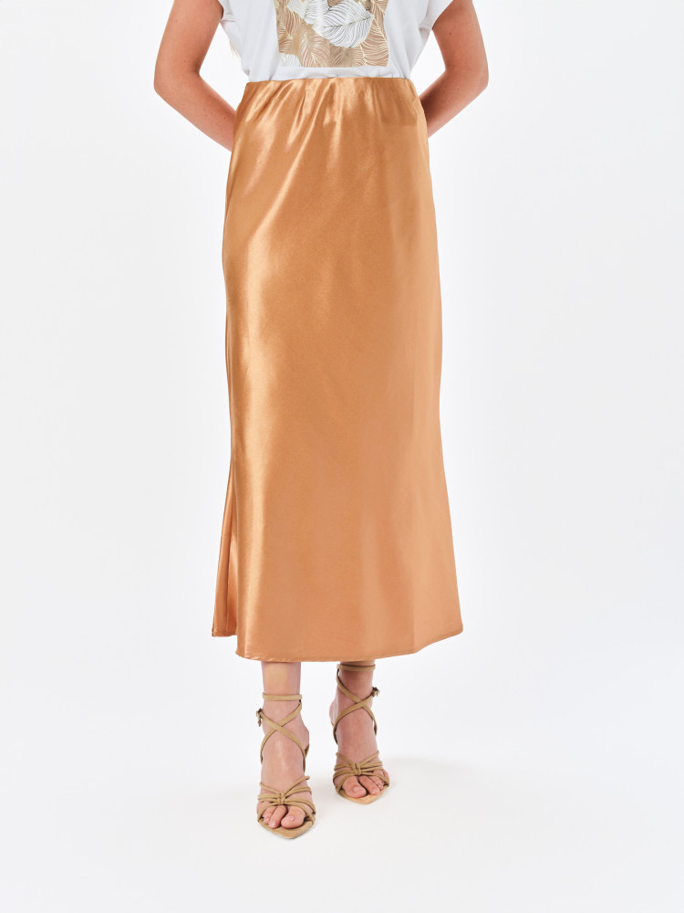 Satynowa spódnica w kolorze złotego brązu 