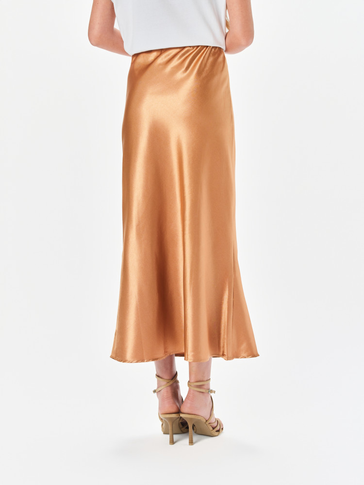 Satynowa spódnica w kolorze złotego brązu 