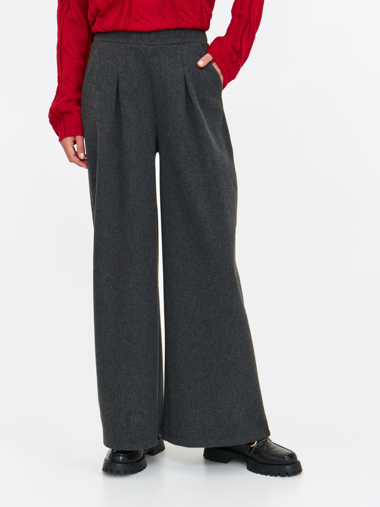 Szerokie szare spodnie w miękkiej tkaniny Szerokie szare spodnie w miękkiej tkaniny