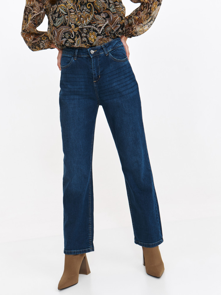 Granatowe jeansy o prostym fasonie 