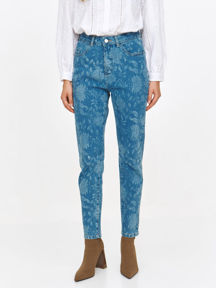 Spodnie jeansowe z efektownym nadrukiem paisley