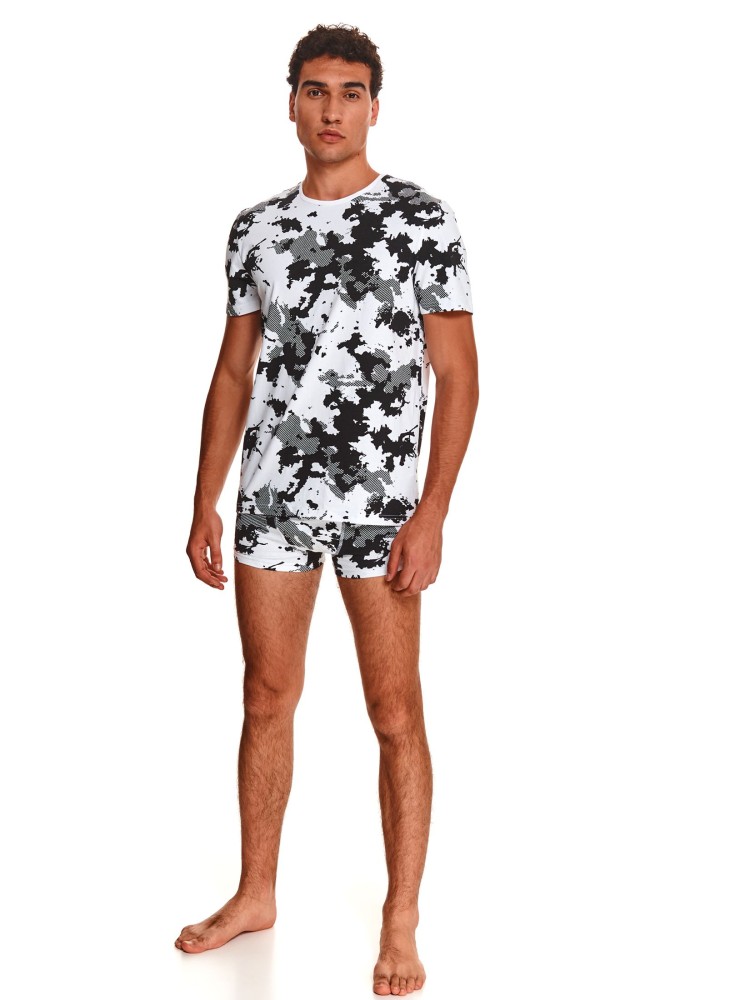 Piżama męska z nadrukiem w moro, komplet krótkie spodenki i koszulka 