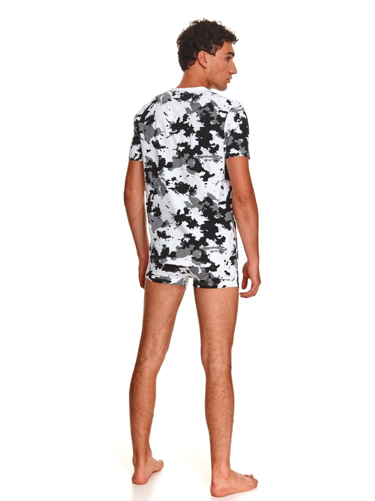 Piżama męska z nadrukiem w moro, komplet krótkie spodenki i koszulka 