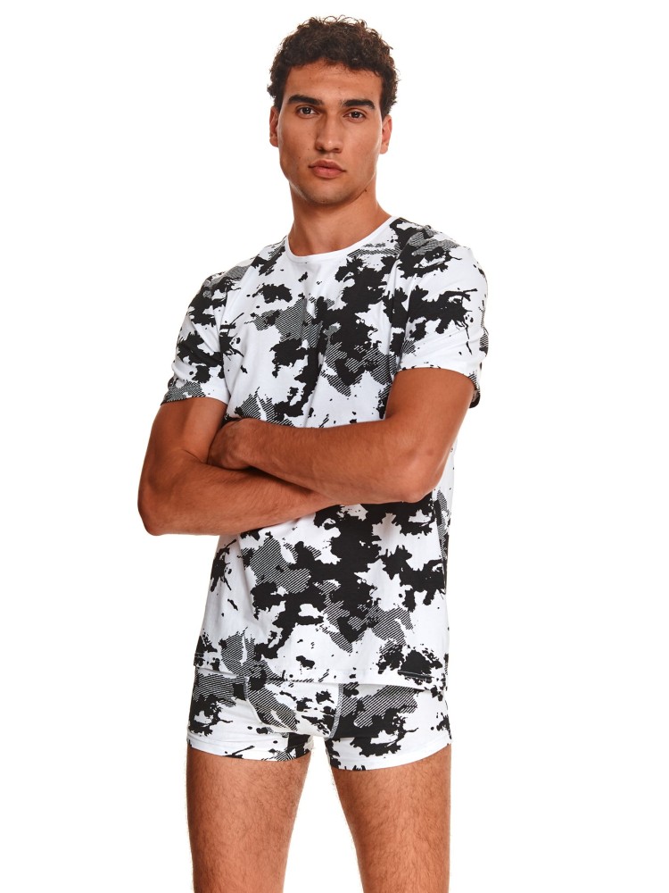 Piżama męska z nadrukiem w moro, komplet krótkie spodenki i koszulka 