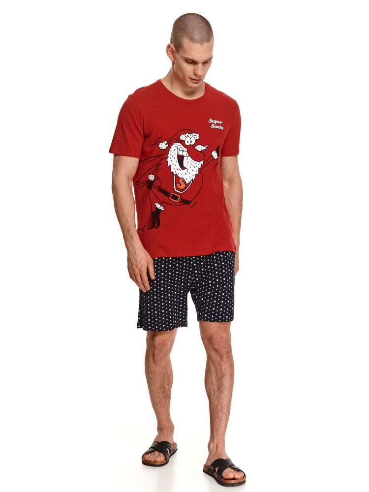 Dwuczęściowa piżama męska z motywem świątecznym, koszulka i szorty