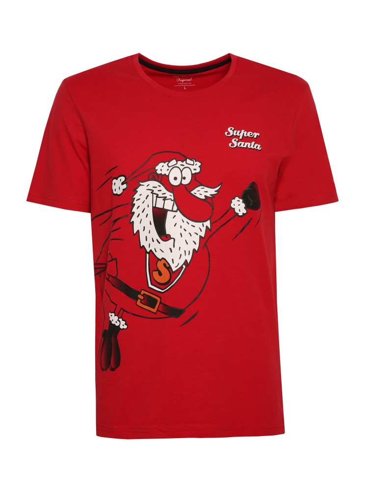 Dwuczęściowa piżama męska z motywem świątecznym, koszulka i szorty