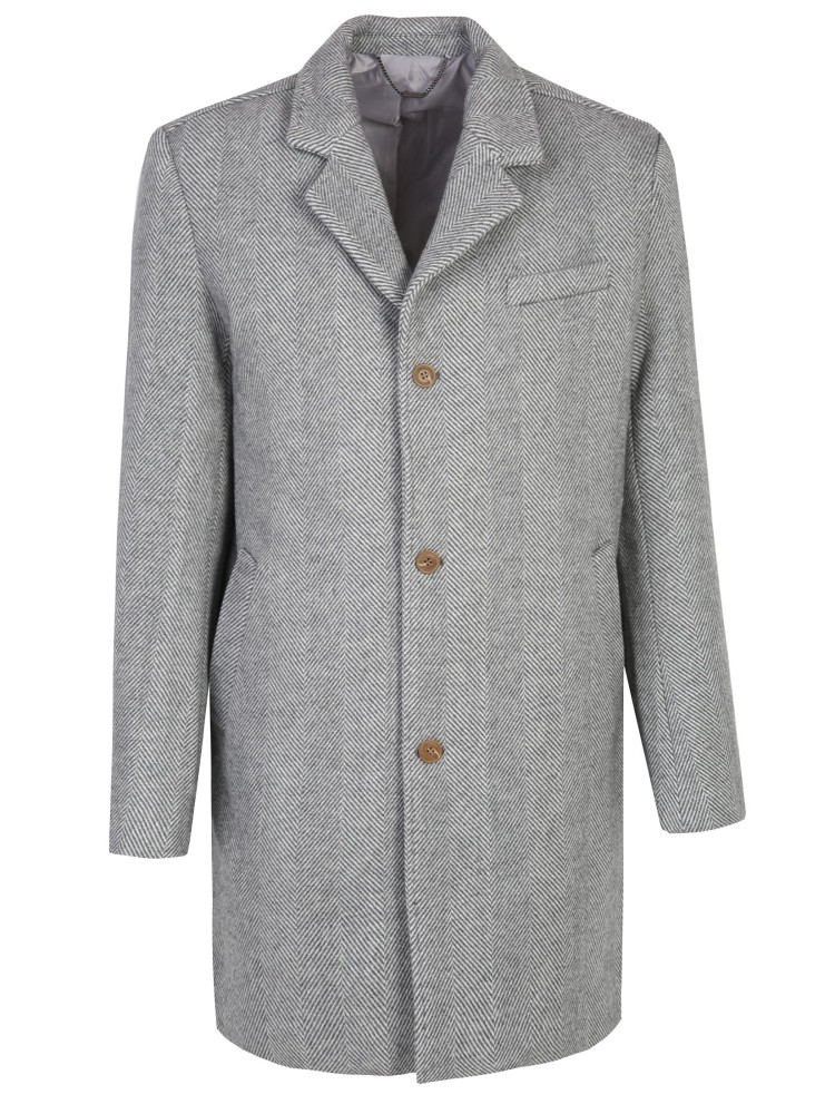 Płaszcz z wełną w jodełkę