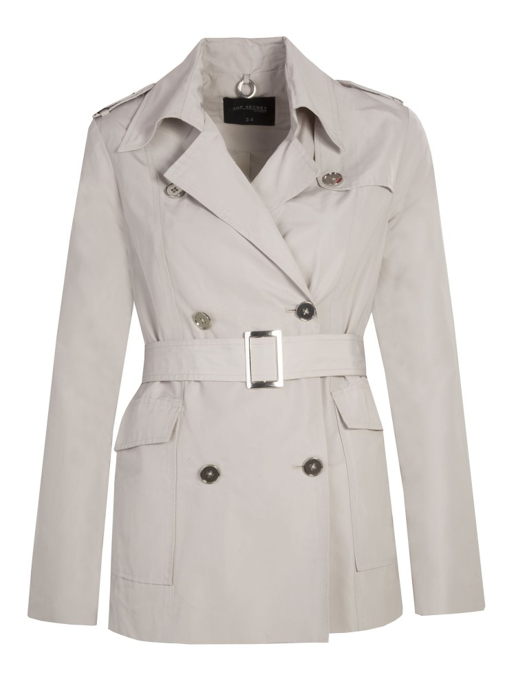 Krótki trencz dwurzędowy