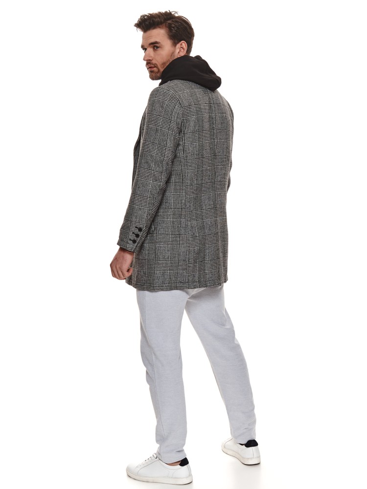 Klasyczny płaszcz w kratę z dodatkiem wełny