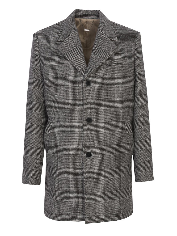 Klasyczny płaszcz w kratę z dodatkiem wełny