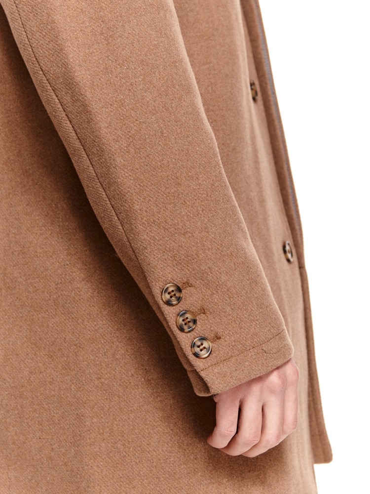 Klasyczny płaszcz ze stójką z wełnianej tkaniny