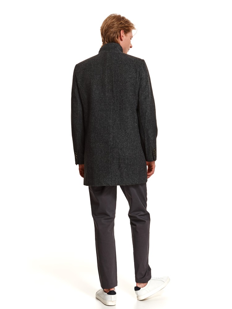 Klasyczny płaszcz ze stójką z wełnianej tkaniny Klasyczny płaszcz ze stójką z wełnianej tkaniny