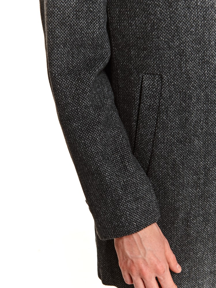 Klasyczny płaszcz ze stójką z wełnianej tkaniny Klasyczny płaszcz ze stójką z wełnianej tkaniny