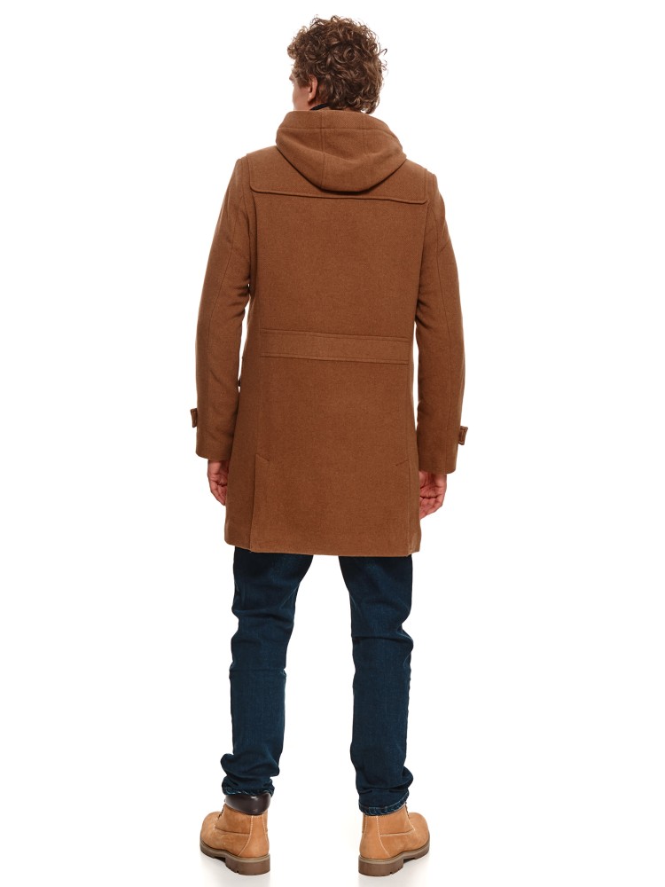 Płaszcz ocieplany typu budrysówka z wełnianej tkaniny