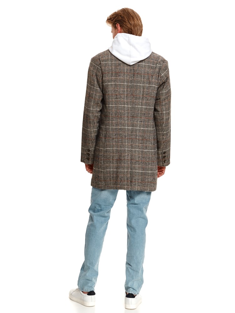 Klasyczny płaszcz w kratę z dodatkiem wełny