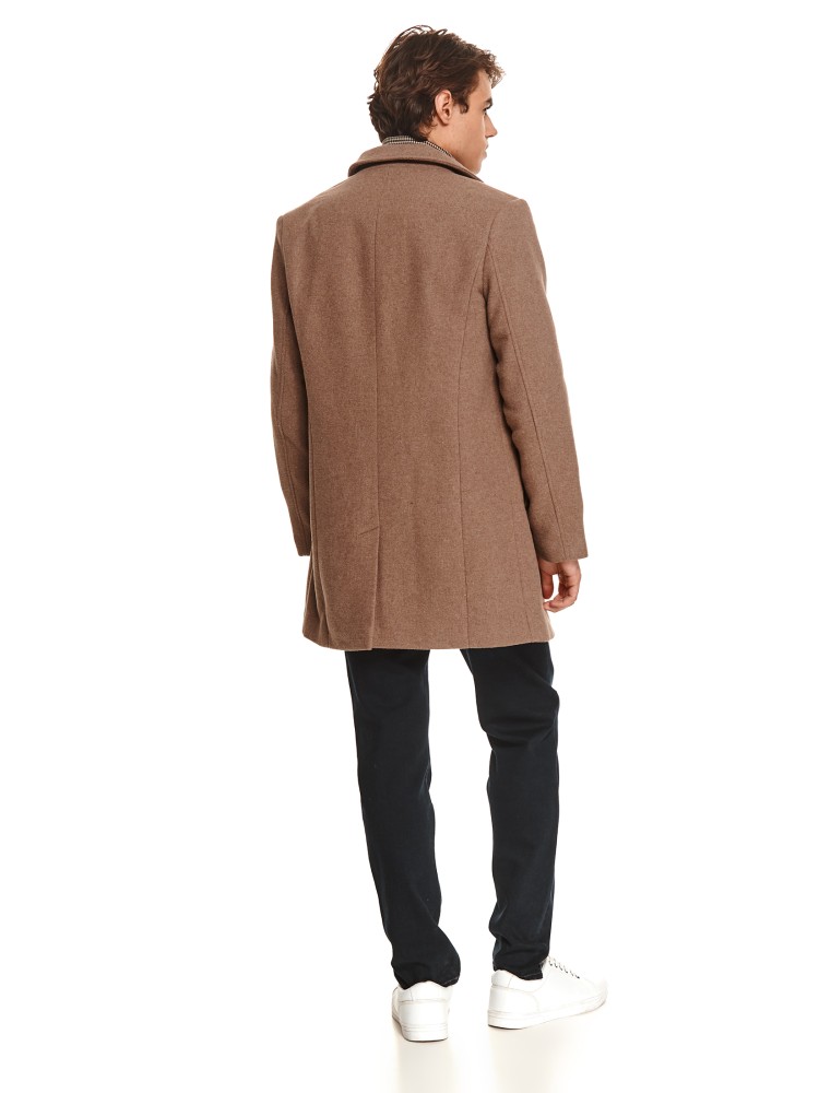 Klasyczny płaszcz z kołnierzem z tkaniny z domieszką wełny