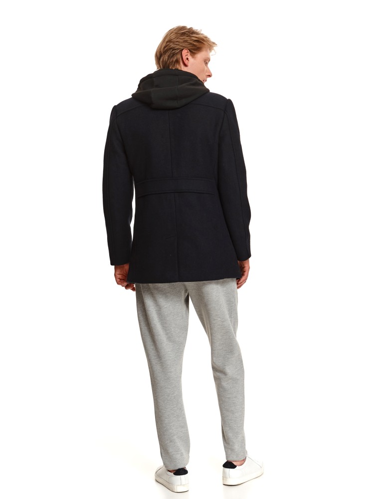 Płaszcz typu bosmanka z wełnianej tkaniny