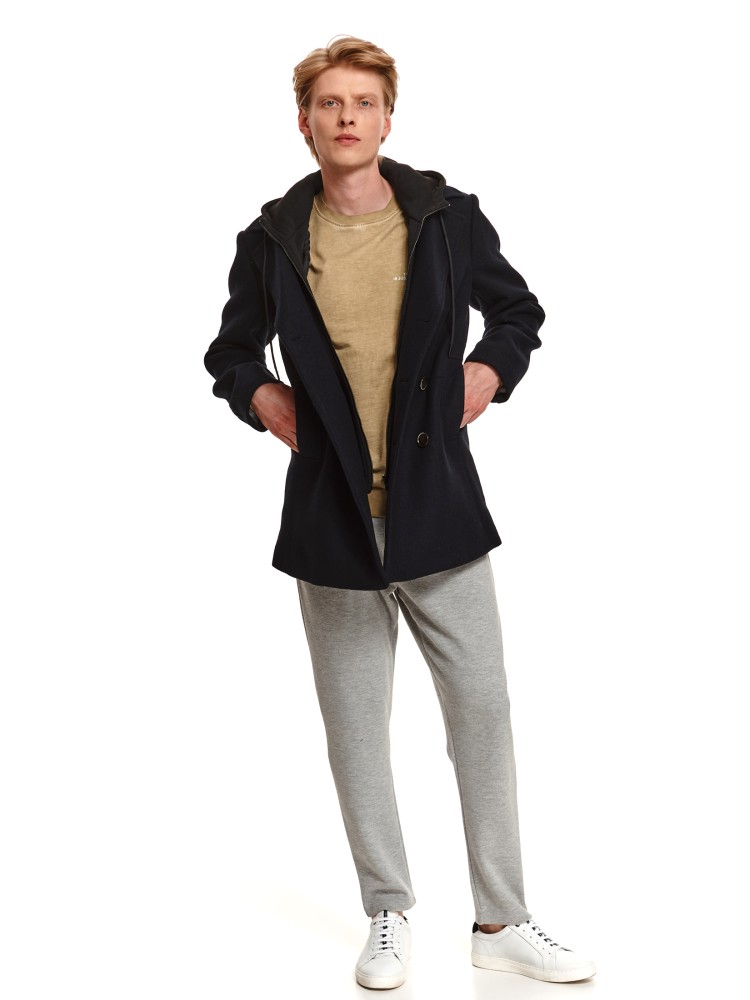 Płaszcz typu bosmanka z wełnianej tkaniny