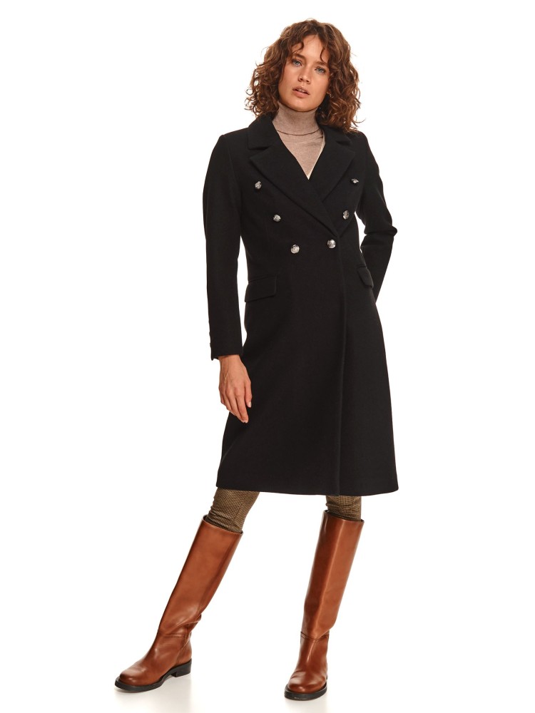 Dwurzędowy płaszcz z odpinanym futrem