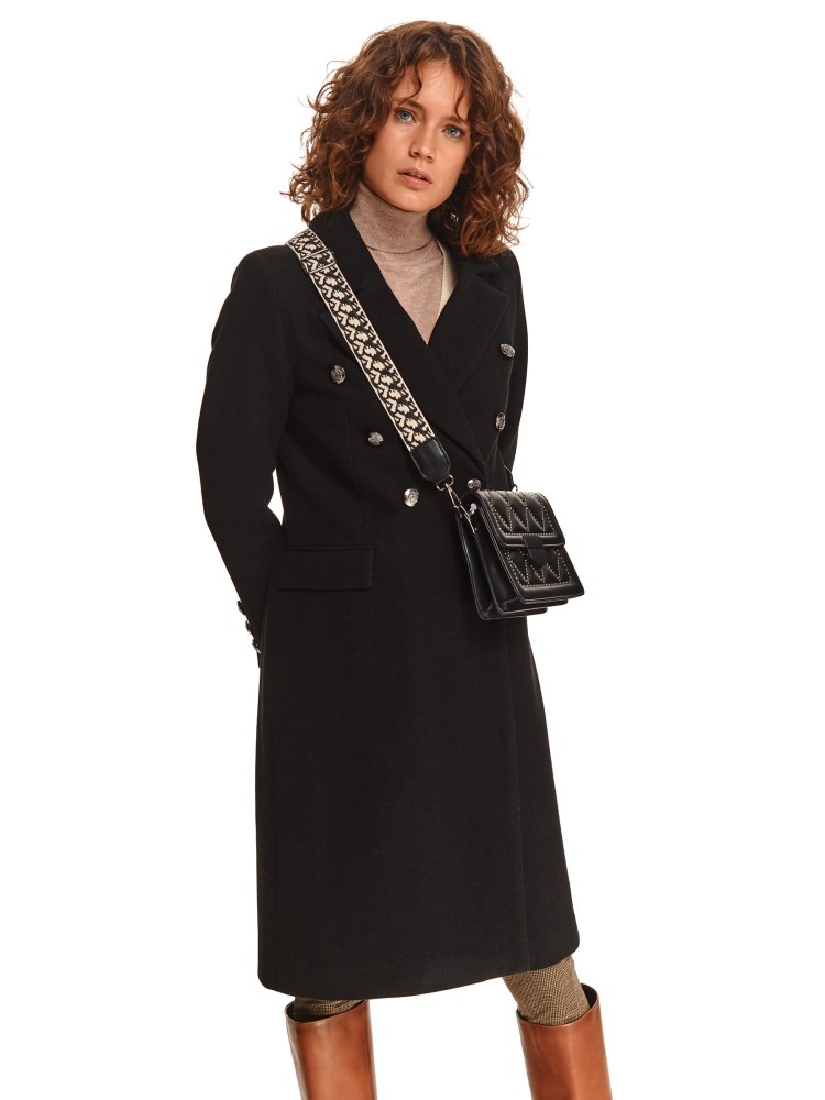 Dwurzędowy płaszcz z odpinanym futrem