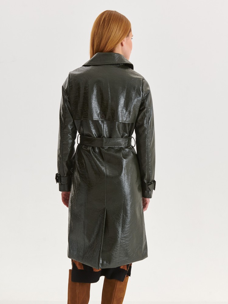 Błyszczący płaszcz z imitacji skóry