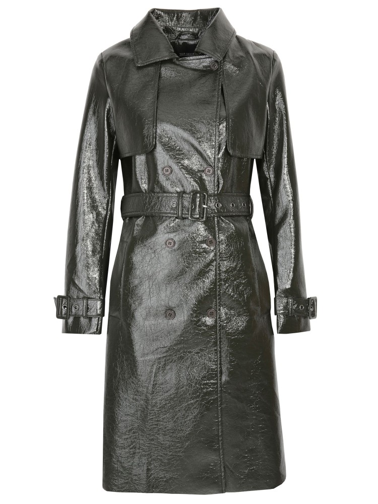 Błyszczący płaszcz z imitacji skóry