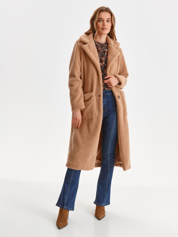 Długi płaszcz z imitacji futra