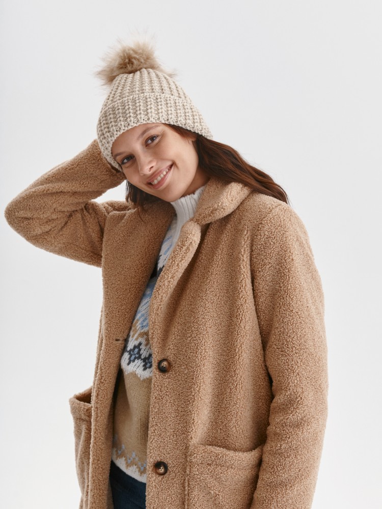 Długi płaszcz z imitacji futra