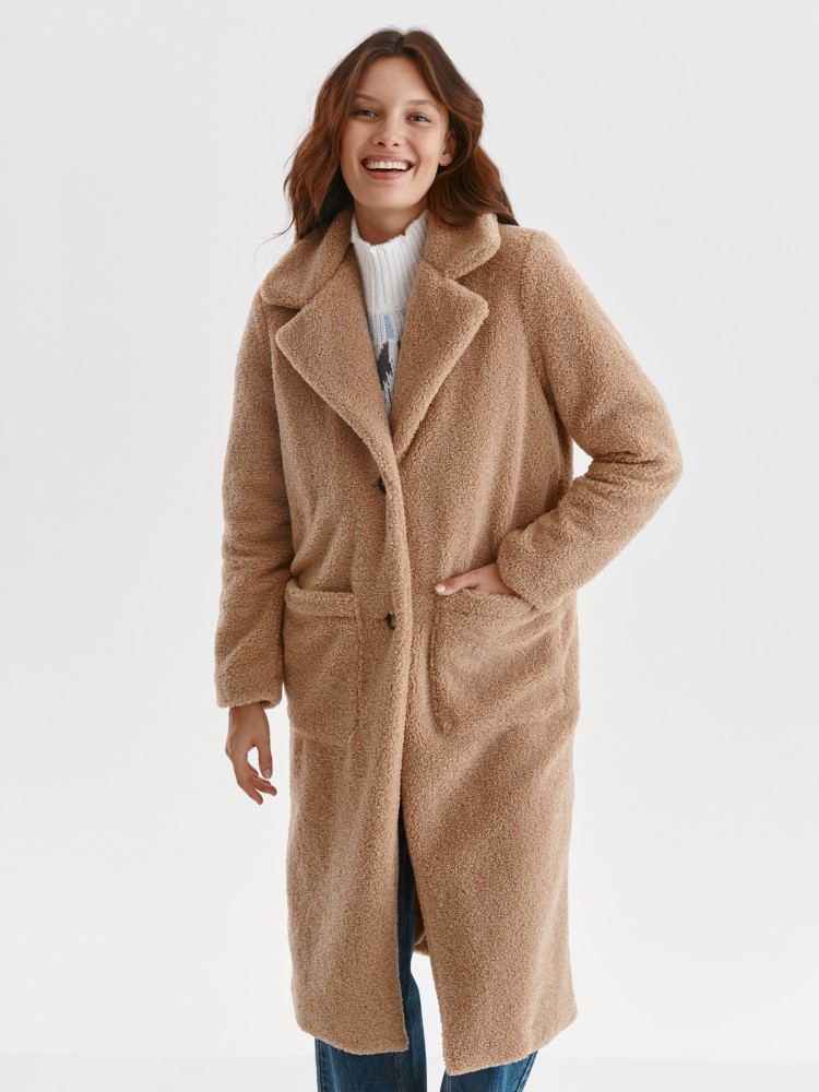 Długi płaszcz z imitacji futra