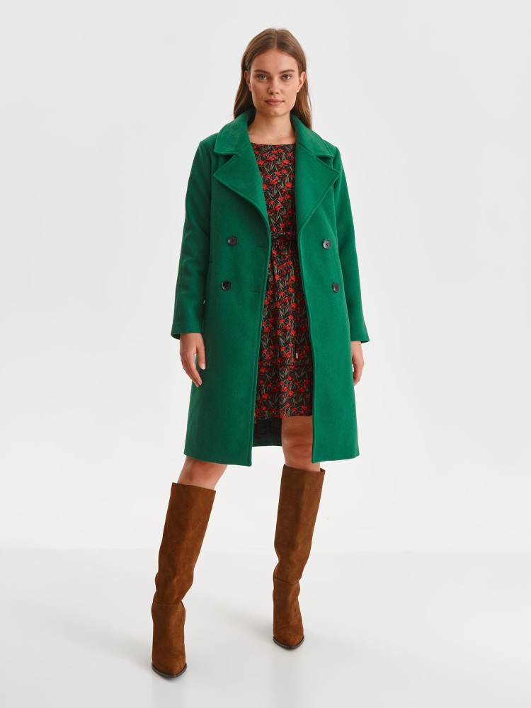 Dwurzędowy płaszcz z wełną