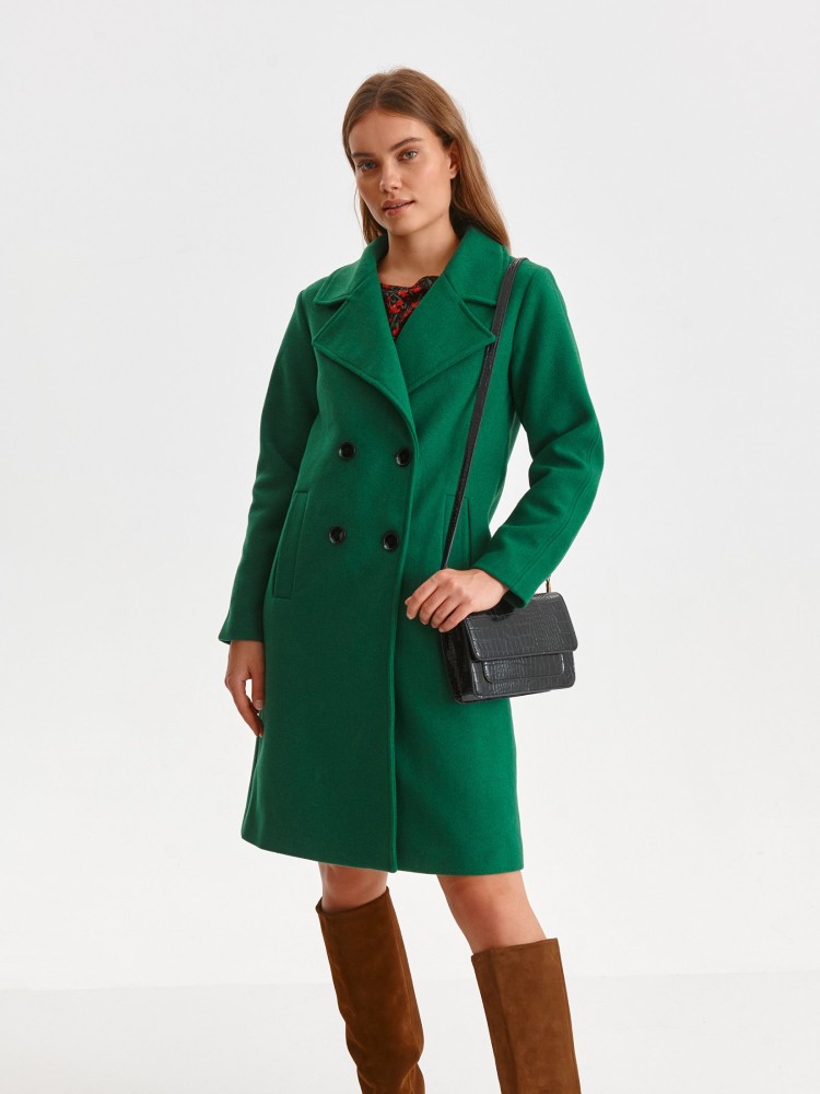 Dwurzędowy płaszcz z wełną