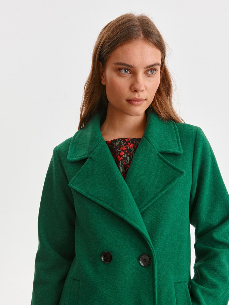 Dwurzędowy płaszcz z wełną