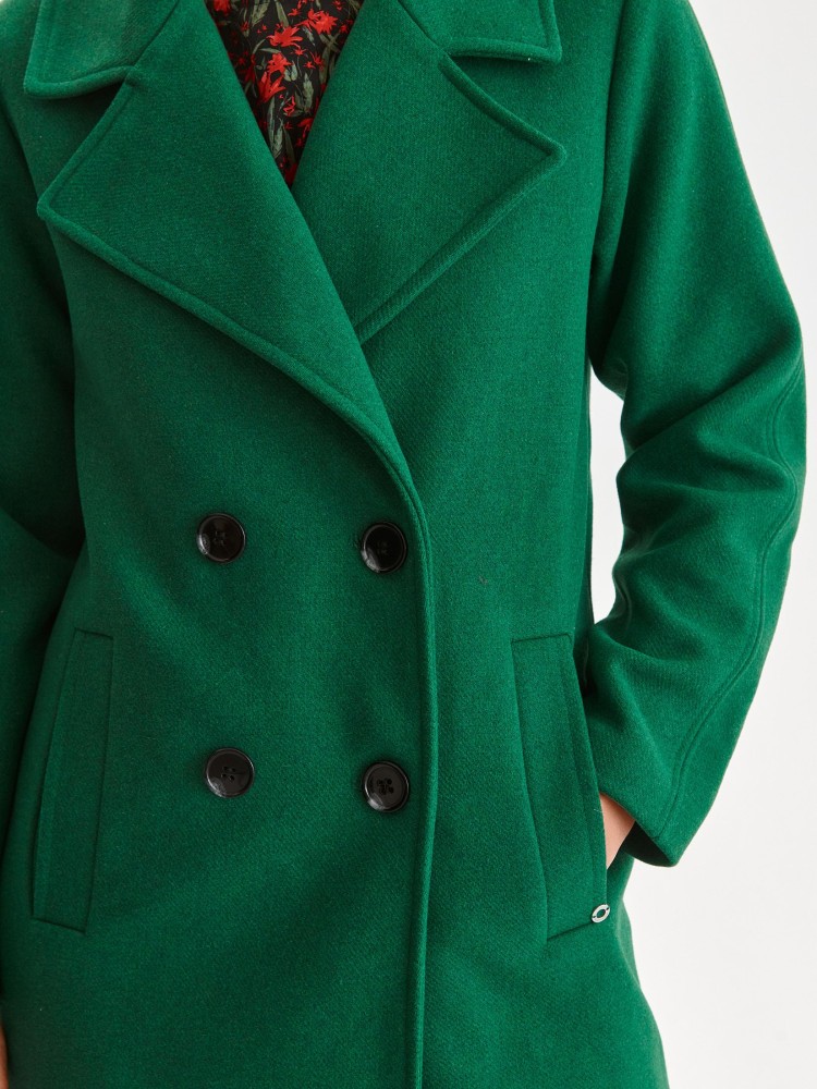 Dwurzędowy płaszcz z wełną