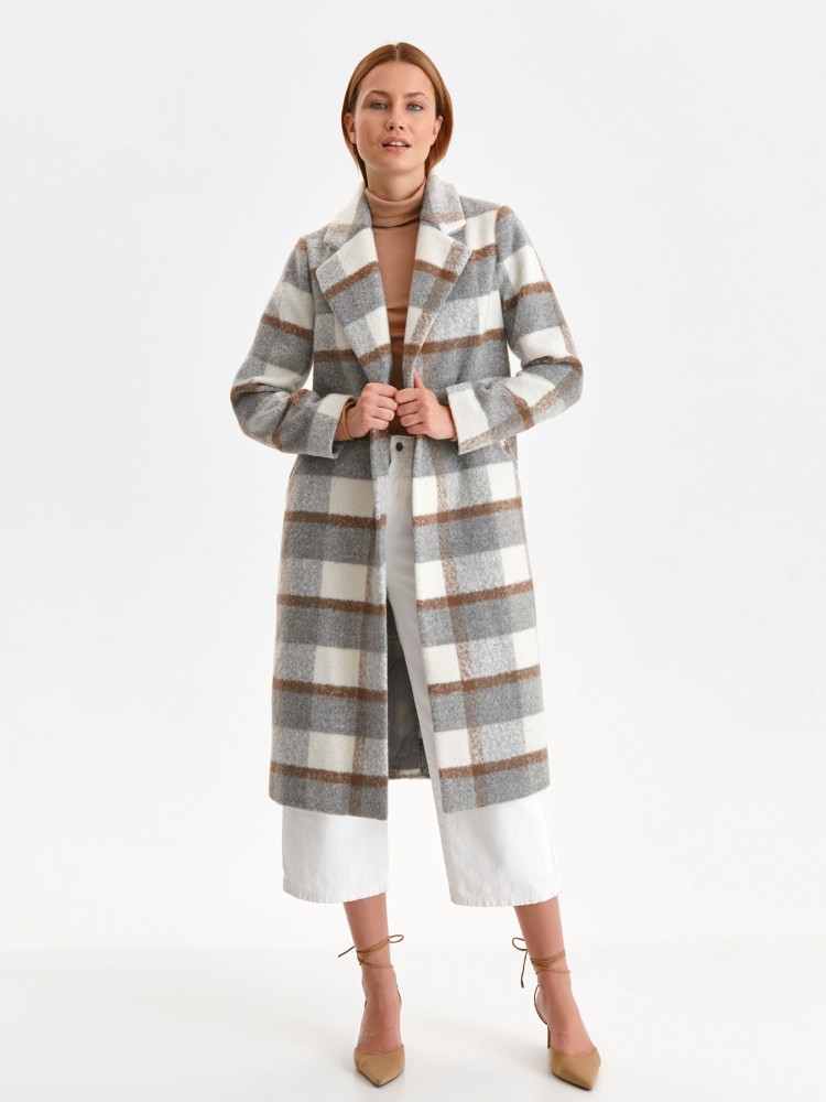 Długi płaszcz w kratę