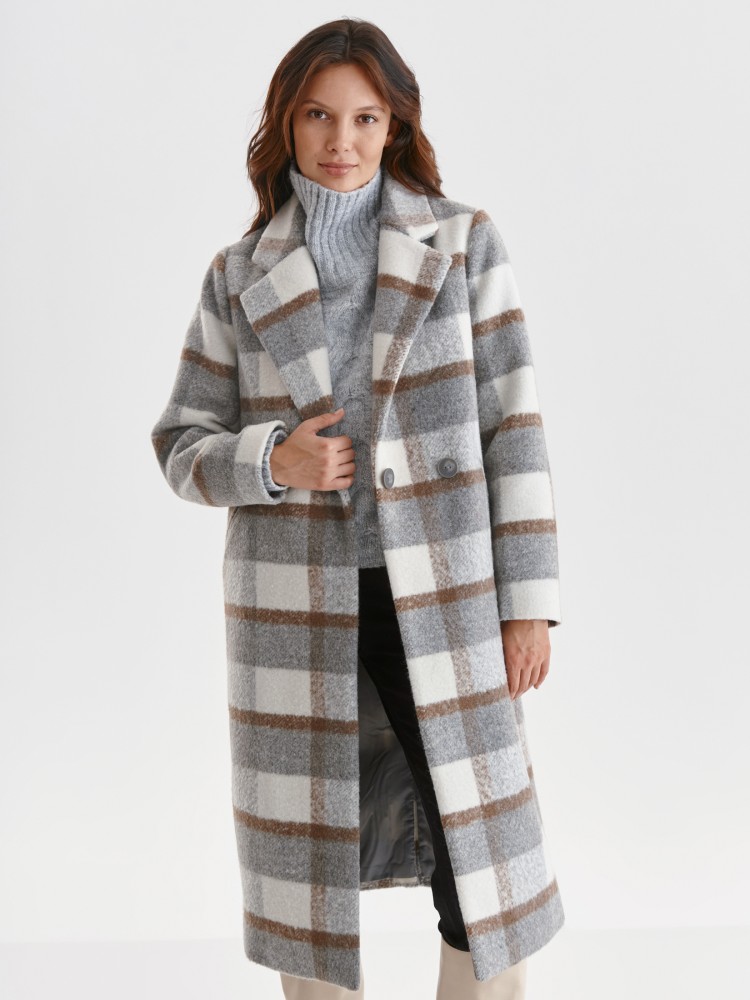 Długi płaszcz w kratę