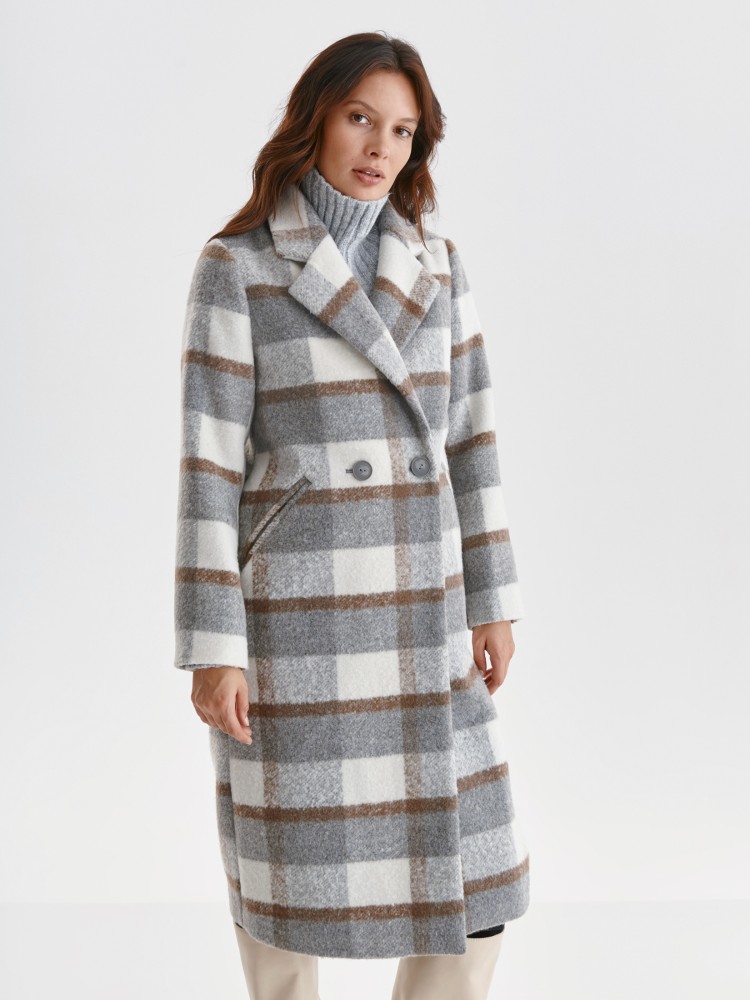 Długi płaszcz w kratę