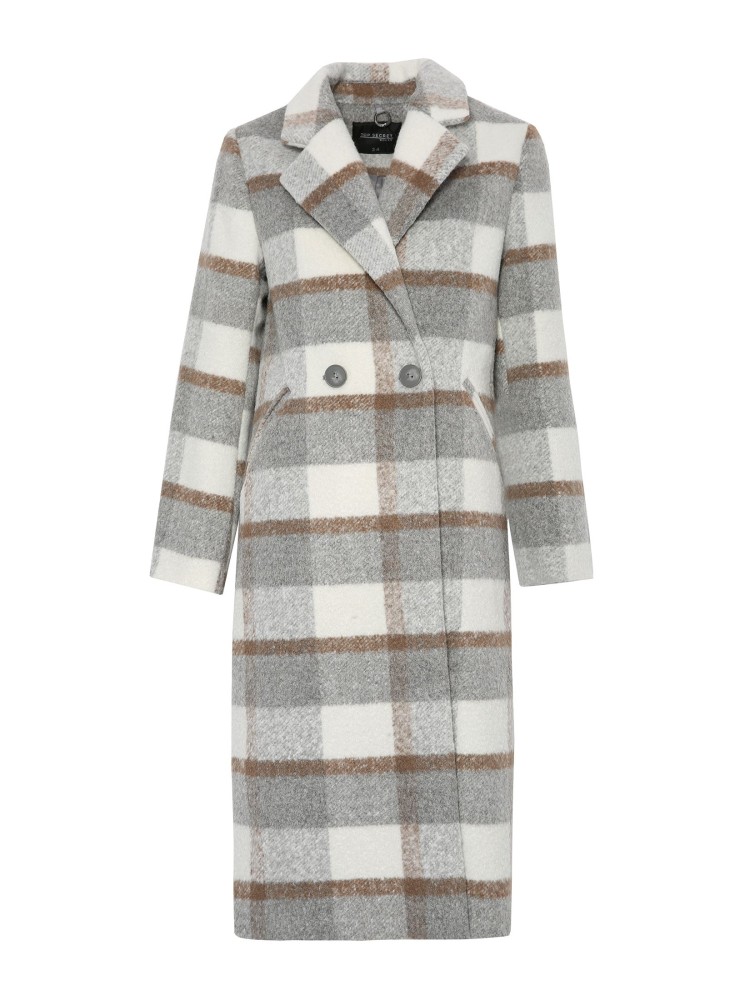 Długi płaszcz w kratę