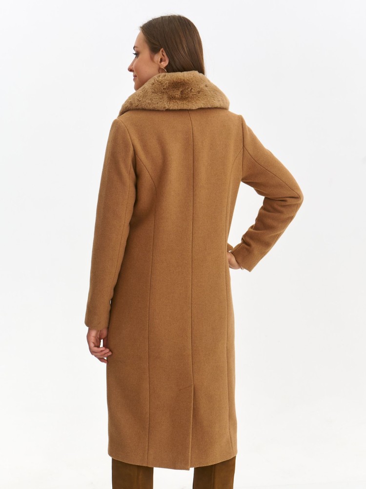 Elegancki wełniany płaszcz z odpinanym kołnierzem