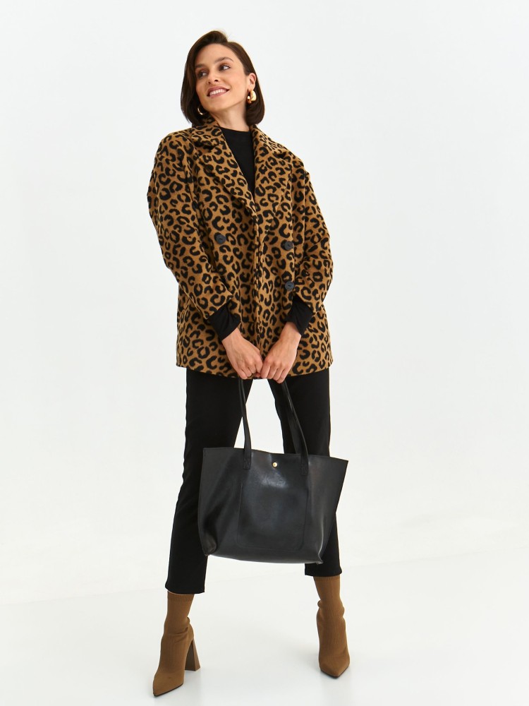 Krótki płaszcz z motywem zwierzęcym