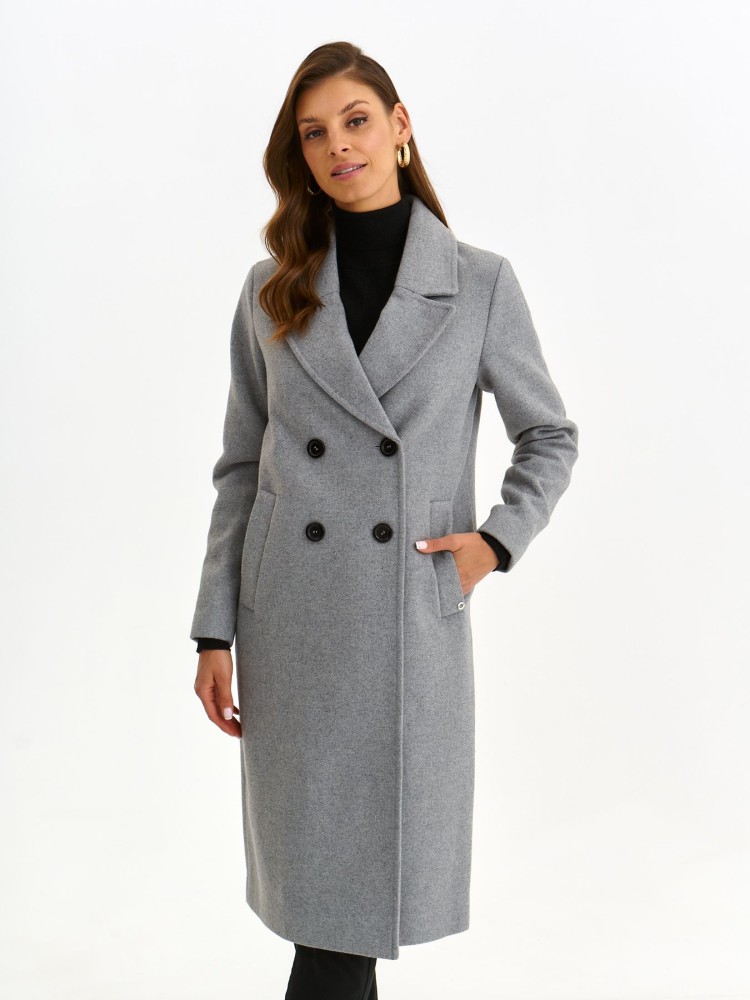 Szary płaszcz dwurzędowy