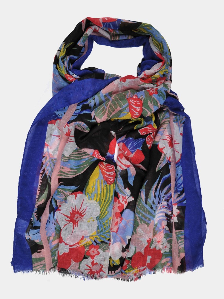 Cienki szalik z motywem kwiatowym