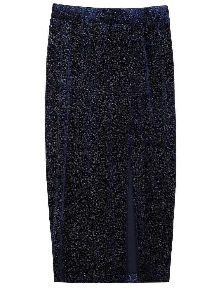Welurowa  spódnica midi z błyszczącą posypką