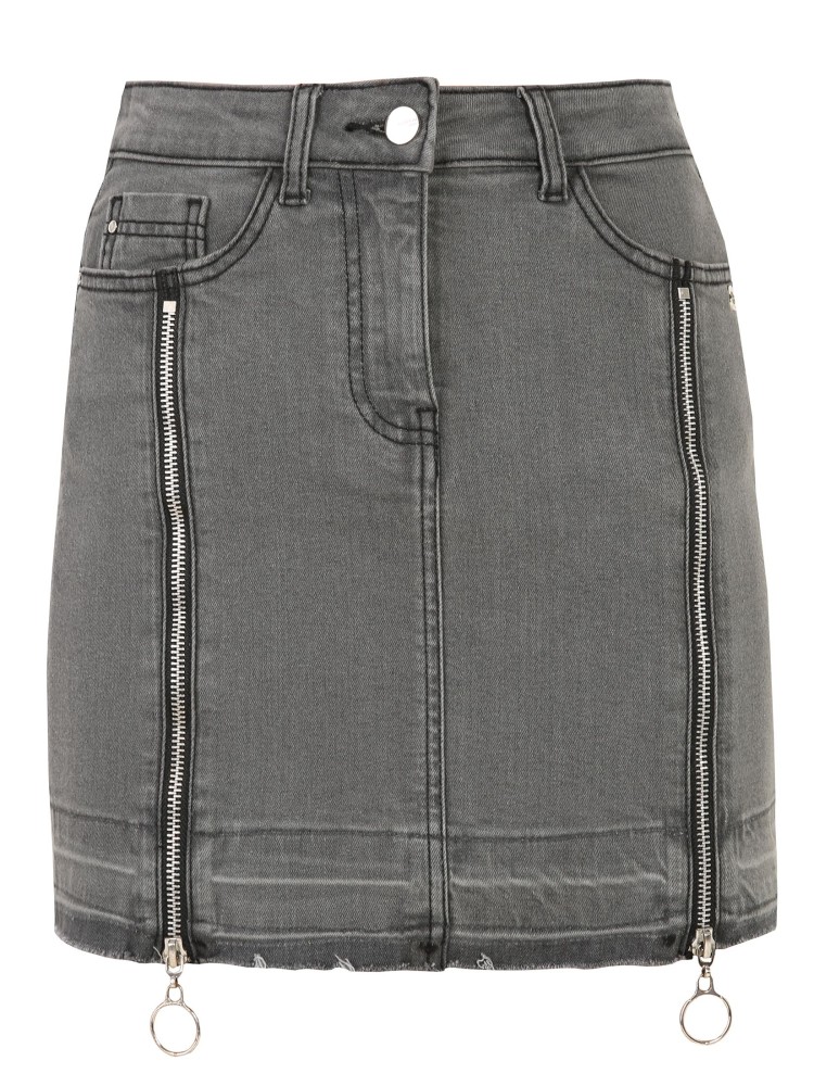 Jeansowa mini spódnica z suwakami